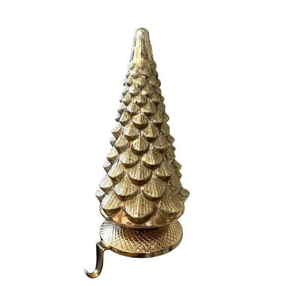 NEIMAN MARCUS Shiny Gold Tree Christmas Stocking Holder 11in Holiday Decor New - Picture 4 of 15